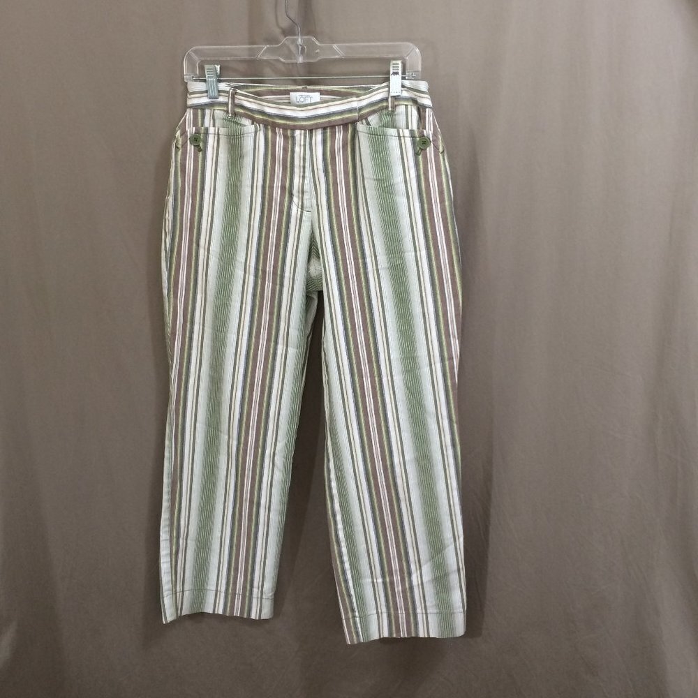 Ann Taylor Loft Laura Crop Pants Size 6 Multicolor Stripe Preppy Summer Casual